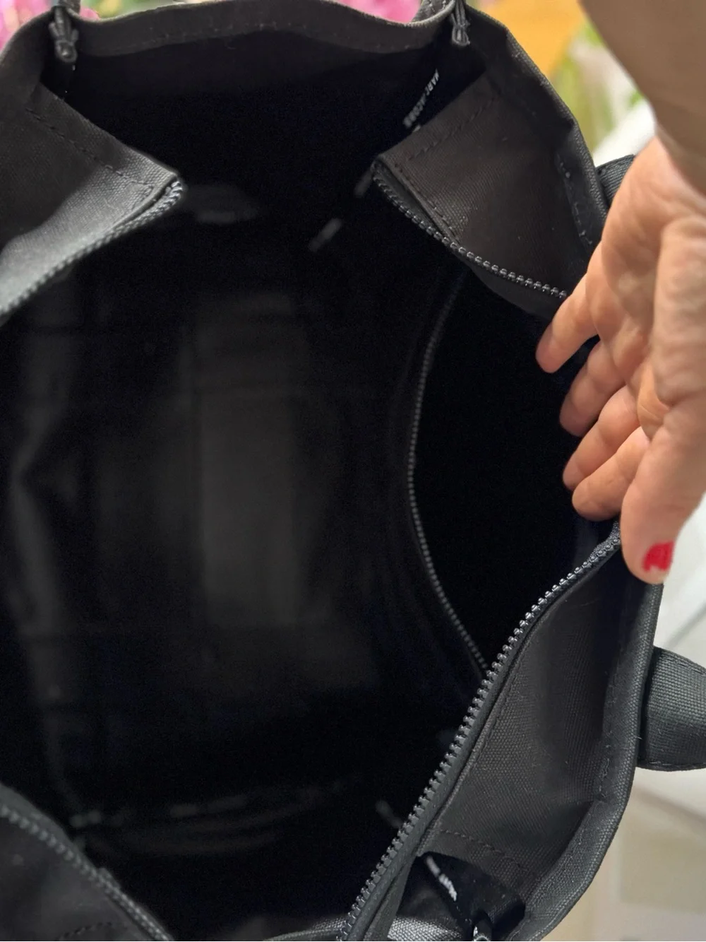 Marc Jacobs Black Canvas 'The Tote Bag' with White Logo